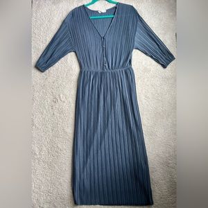 Mango Pleated Midi Dress - Size 4 - Slate Blue